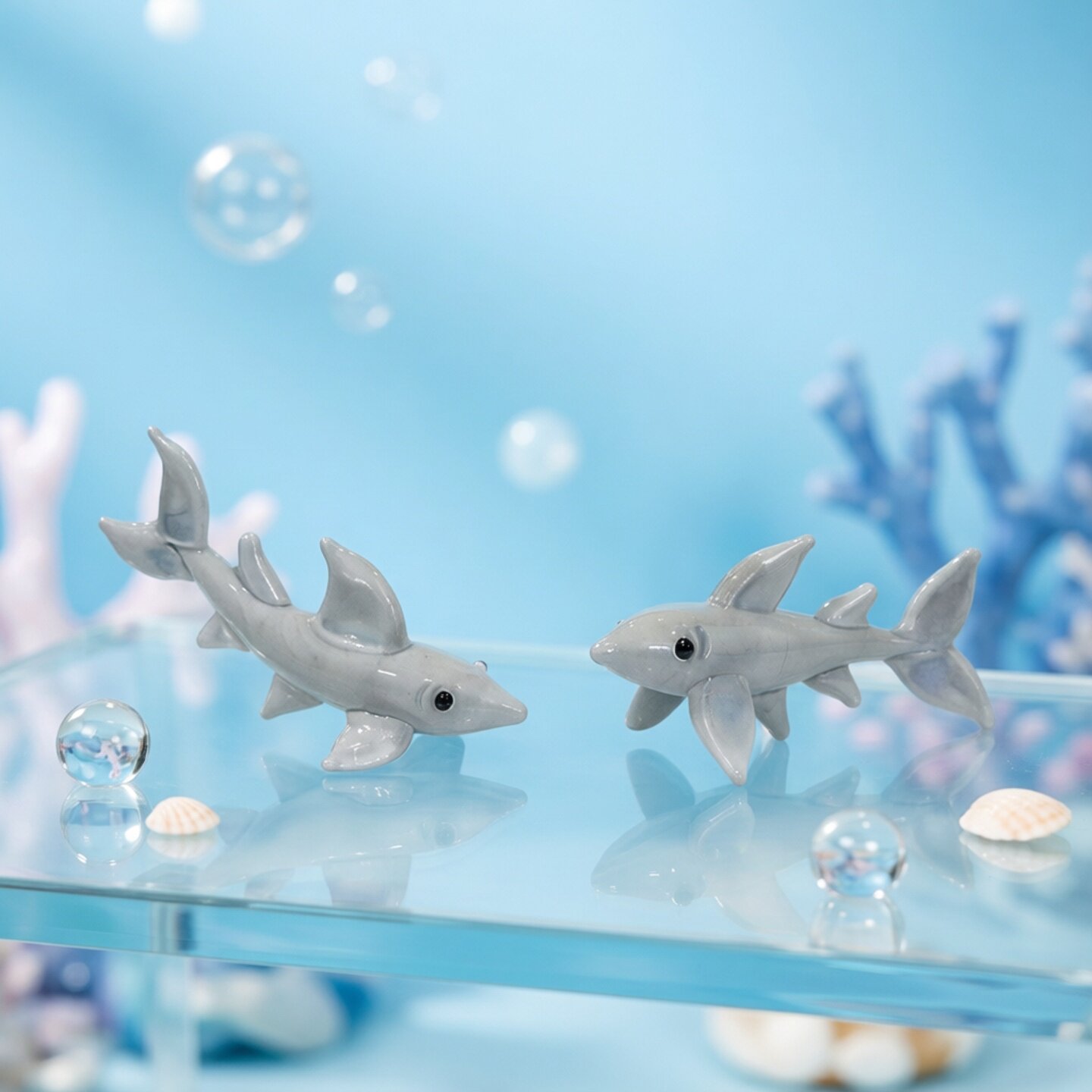 Estatueta de Tubarão de Vidro  - Aquarium Fish Shark avaliação e preço